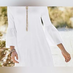 Peruvian Connection Pima Cotton Cantina White Bell Sleeves Dress New ever Worn